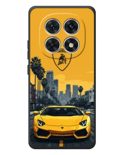 Чехол для Xiaomi Redmi Note 15 с картинкой «Желтый Lamborghini город»