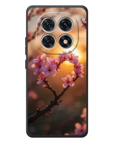 Чехол для Xiaomi Redmi Note 15 с картинкой «Розовый цвет сердце на фоне заката»