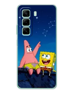 Чехол для Xiaomi Redmi Note 15R с картинкой «Губка Боб и Патрик ночью»