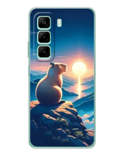 Чехол для Xiaomi Redmi Note 15R с картинкой «Закат солнца с капибарой»