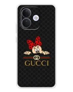Чехол для Xiaomi Redmi Note 17 Pro с картинкой «Минни Маус Gucci — черный»