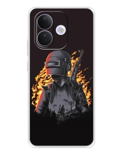 Чехол для Xiaomi Redmi Note 17 Pro с картинкой «PUBG — огненный силуэт»