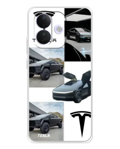 Чехол для Xiaomi Redmi Note 17 Pro с картинкой «Коллаж Cybertruck Tesla»