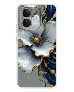 Чохол для Xiaomi Redmi Note 17 Pro з картинкою «Біла квітка та золотий флюїд»