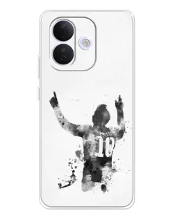 Чехол для Xiaomi Redmi Note 17 Pro с картинкой «Черно-белый силуэт Месси»