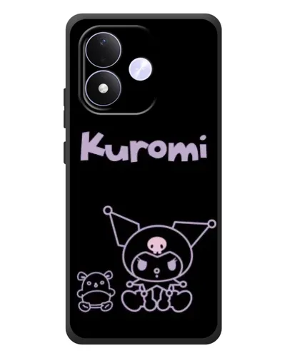Чехол для Xiaomi Redmi Note 17 с картинкой «Kuromi — черный минимализм»