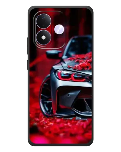 Чехол для Xiaomi Redmi Note 17 с картинкой «Спортивная BMW и цветы»