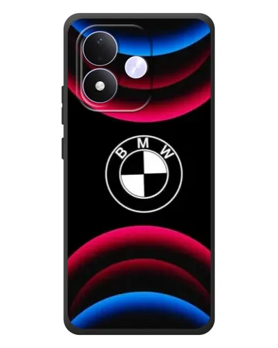 Чехол для Xiaomi Redmi Note 17 с картинкой «Логотип BMW и неоновые дуги»