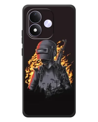 Чехол для Xiaomi Redmi Note 17 с картинкой «PUBG — огненный силуэт»