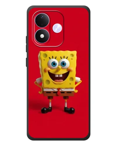 Чехол для Xiaomi Redmi Note 17 с картинкой «Спанч Боб на красном»