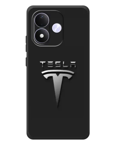 Чехол для Xiaomi Redmi Note 17 с картинкой «Стальной логотип Tesla»