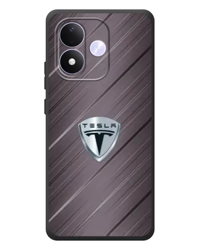 Чехол для Xiaomi Redmi Note 17 с картинкой «Металлическая текстура Tesla»