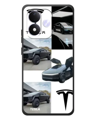 Чехол для Xiaomi Redmi Note 17 с картинкой «Коллаж Cybertruck Tesla»