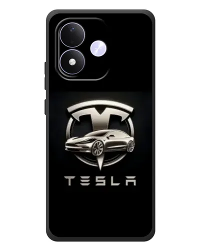 Чехол для Xiaomi Redmi Note 17 с картинкой «Tesla — серебристое авто»