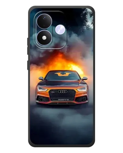 Чехол для Xiaomi Redmi Note 17 с картинкой «Audi в огненном дыму»