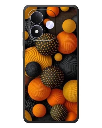 Чехол для Xiaomi Redmi Note 17 с картинкой «Объемные оранжевые сферы»