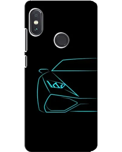 Чехол для Xiaomi Redmi Note 5 с картинкой «Голубой силуэт Lamborghini»