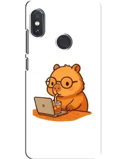 Чехол для Xiaomi Redmi Note 5 с картинкой «Капибара с ноутбуком»