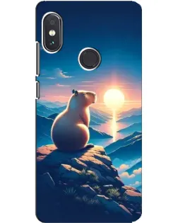 Чехол для Xiaomi Redmi Note 5 с картинкой «Закат солнца с капибарой»