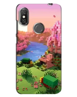Чехол для Xiaomi Redmi Note 6 Pro с картинкой «Розовое дерево Minecraft»