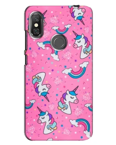 Чехол для Xiaomi Redmi Note 6 Pro с картинкой «Unicorn паттерн розовый»