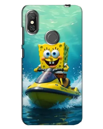 Чехол для Xiaomi Redmi Note 6 Pro с картинкой «Спанч Боб на гидроцикле»