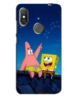 Чехол для Xiaomi Redmi Note 6 Pro с картинкой «Губка Боб и Патрик ночью» Чехол для Xiaomi Redmi Note 6 Pro с картинкой «Губка Боб и Патрик ночью»