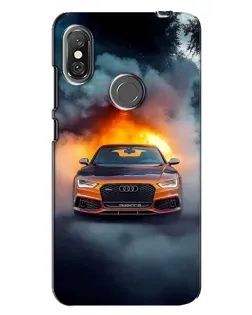 Чохол для Xiaomi Redmi Note 6 Pro з картинкою «Audi у вогняному диму»