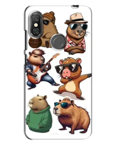 Чехол для Xiaomi Redmi Note 6 Pro с картинкой «Крутые капибары музыканты» Чехол для Xiaomi Redmi Note 6 Pro с картинкой «Крутые капибары музыканты»