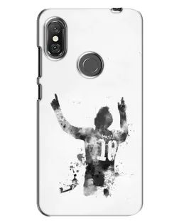 Чехол для Xiaomi Redmi Note 6 Pro с картинкой «Черно-белый силуэт Месси»