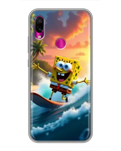 Чехол для Xiaomi Redmi Note 7 Pro с картинкой «Губка Боб серфингист»