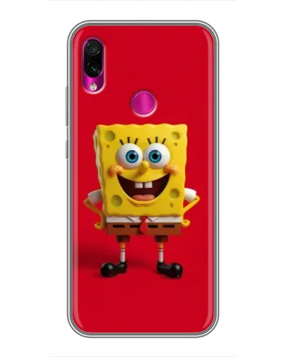 Чехол для Xiaomi Redmi Note 7 Pro с картинкой «Спанч Боб на красном»
