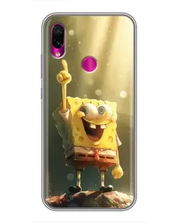 Чехол для Xiaomi Redmi Note 7 Pro с картинкой «Сияющий Спанч Боб»