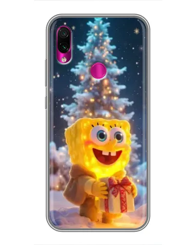 Чехол для Xiaomi Redmi Note 7 Pro с картинкой «Рождественский Спанч Боб»