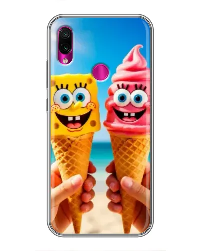 Чехол для Xiaomi Redmi Note 7 Pro с картинкой «Спанч Боб мороженое»