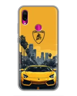 Чехол для Xiaomi Redmi Note 7 Pro с картинкой «Желтый Lamborghini город»