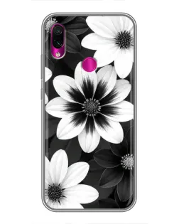 Чехол для Xiaomi Redmi Note 7 Pro с картинкой «Монохромные астры»