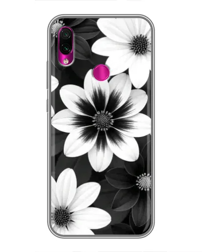Чехол для Xiaomi Redmi Note 7 Pro с картинкой «Монохромные астры»