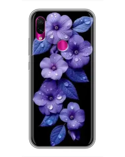 Чехол для Xiaomi Redmi Note 7 Pro с картинкой «Фиолетовые цветы с росою»