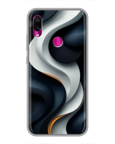 Чехол для Xiaomi Redmi Note 7 Pro с картинкой «Объемные черно-белые ленты»