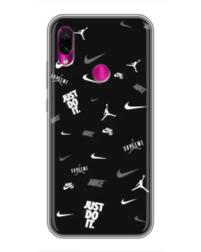 Чехол для Xiaomi Redmi Note 7 с картинкой «Nike Black Pattern»
