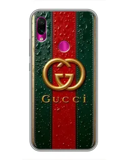 Чохол для Xiaomi Redmi Note 7 з картинкою «Gucci — фірмова смуга та золото»