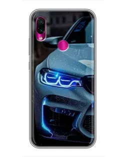 Чохол для Xiaomi Redmi Note 7 з картинкою «Погляд BMW з синіми фарами»