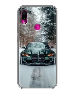 Чохол для Xiaomi Redmi Note 7 з картинкою «BMW у зимовому лісі»