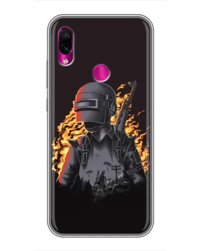 Чохол для Xiaomi Redmi Note 7 з картинкою «PUBG — вогняний силует»