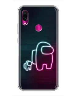 Чехол для Xiaomi Redmi Note 7 с картинкой «Among Us неон-арт»