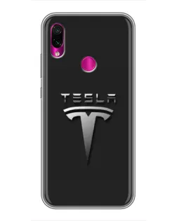 Чохол для Xiaomi Redmi Note 7 з картинкою «Сталевий логотип Tesla»