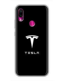 Чохол для Xiaomi Redmi Note 7 з картинкою «Tesla White Logo»