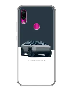 Чохол для Xiaomi Redmi Note 7 з картинкою «Сріблястий Cybertruck Tesla»