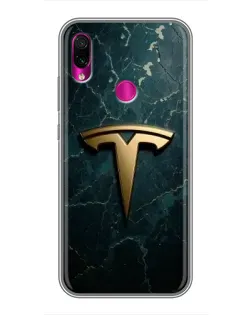 Чохол для Xiaomi Redmi Note 7 з картинкою «Мармурова Tesla Gold»